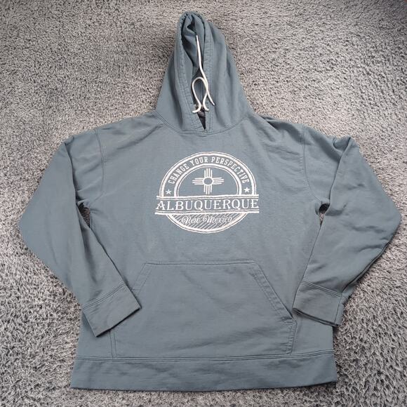 Albuquerque New Mexico Hoodie Adult Large Blue Destination Sweatshirt Pullover - Picture 1 of 6